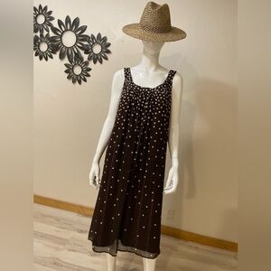 Catherines~Shimmery~Semi-Sheer~Polka Dot~Sleeveless~Midi~Shift~Dress~Size 2X